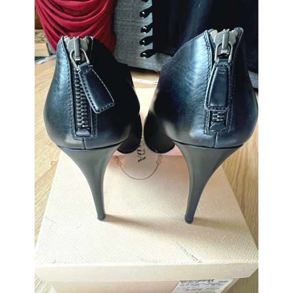Prada Black Peep Toe Ankle Boots - Picture 3 of 5